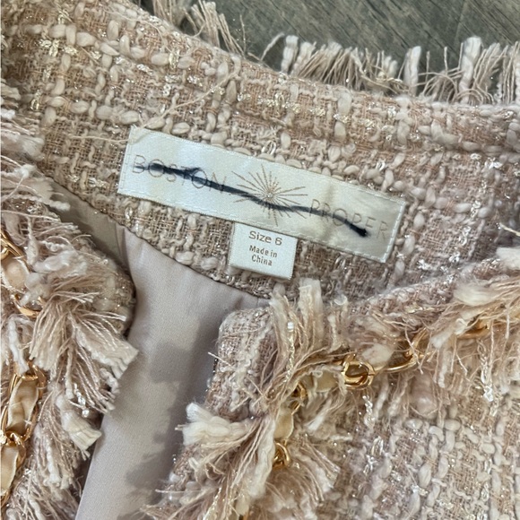 Boston Proper Tweed Blazer Jacket, Light Pink, Lined, Size 6 - Picture 4 of 6